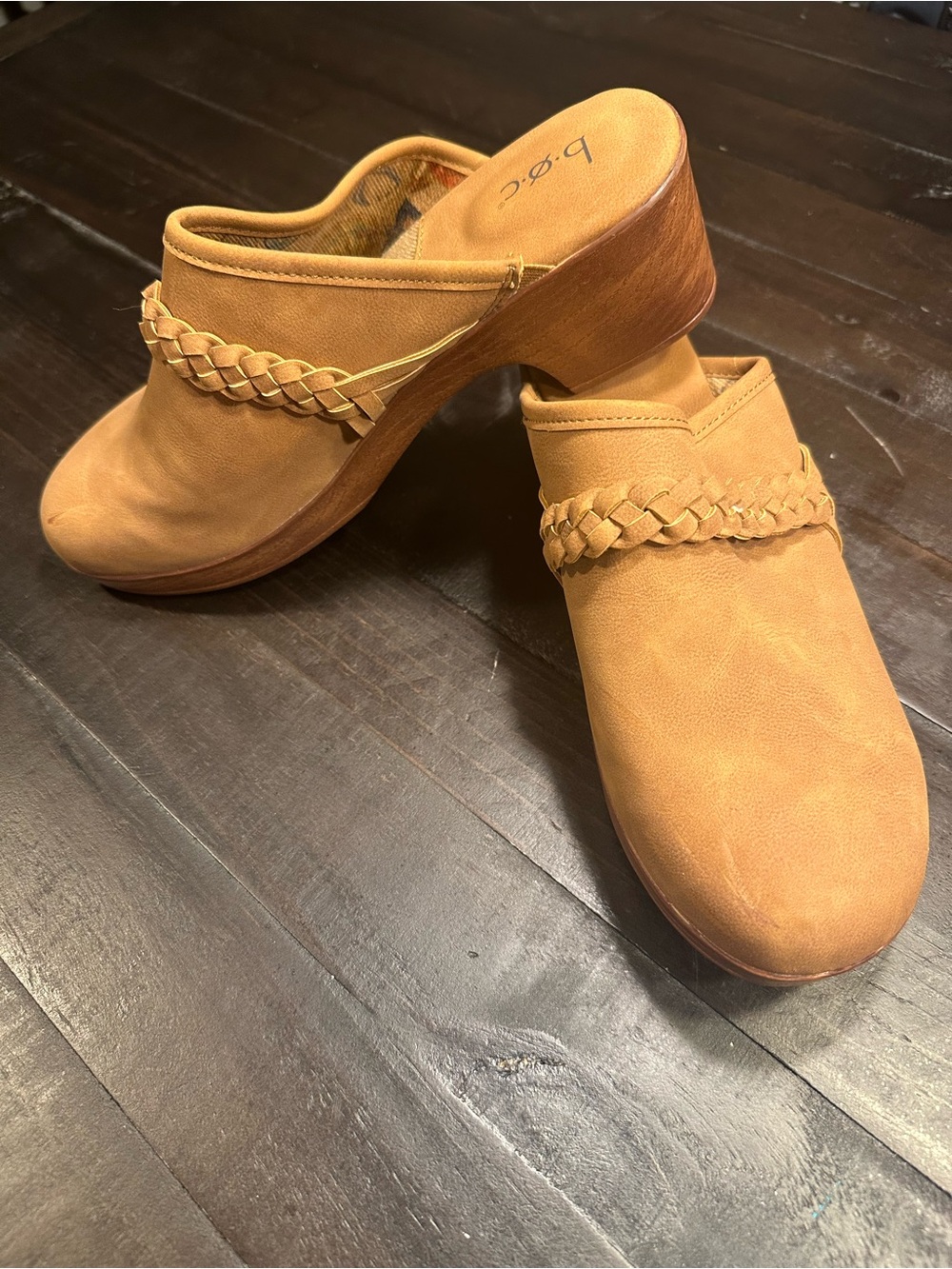 b.o.c. Braided Strap Tan Clog Mules
